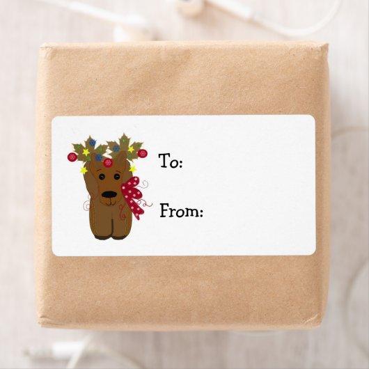 Kute kerstrenrendiertje etiket (Insitu)