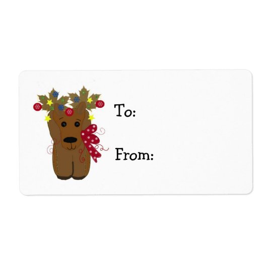 Kute kerstrenrendiertje etiket (Voorkant)