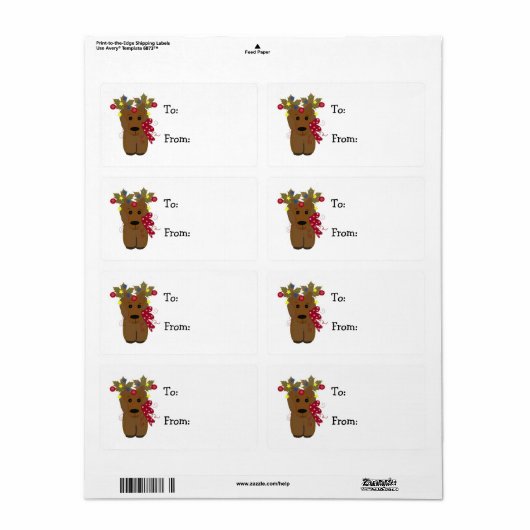 Kute kerstrenrendiertje etiket (Full Sheet)