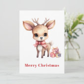 Kute kerstrenrendiertje feestdagenkaart (Staand voorkant)