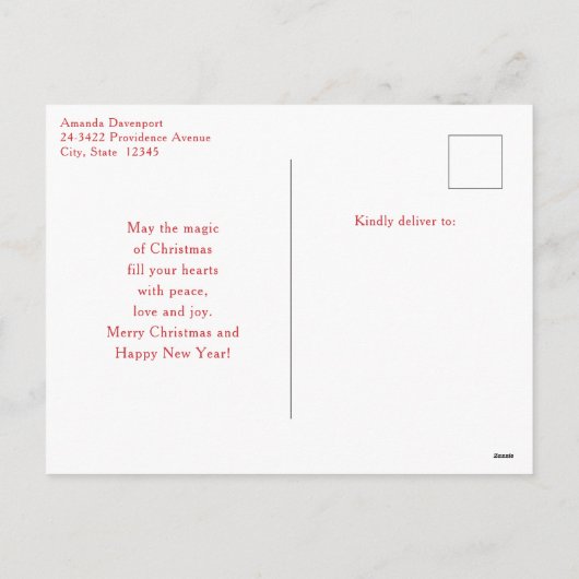 Kute kerstrenrendiertje feestdagenkaart (Achterkant)