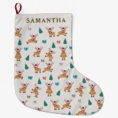 Kute kerstrenrendiertje grote kerstsok (Voorkant)