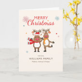 Kute kerstrenrendiertje kaart (Gele Bloem)