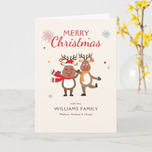 Kute kerstrenrendiertje kaart (Gele Bloem)