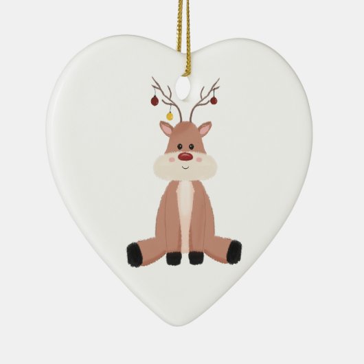 Kute kerstrenrendiertje keramisch ornament (Rechts)