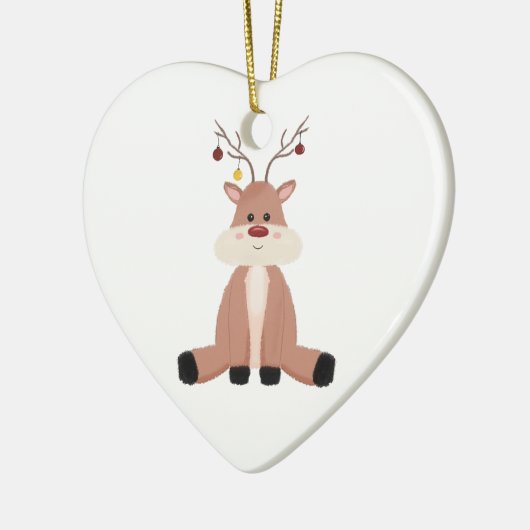 Kute kerstrenrendiertje keramisch ornament (Links)