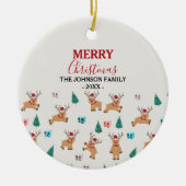 Kute kerstrenrendiertje keramisch ornament (Voorkant)