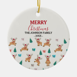 Kute kerstrenrendiertje keramisch ornament