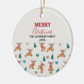 Kute kerstrenrendiertje keramisch ornament (Links)