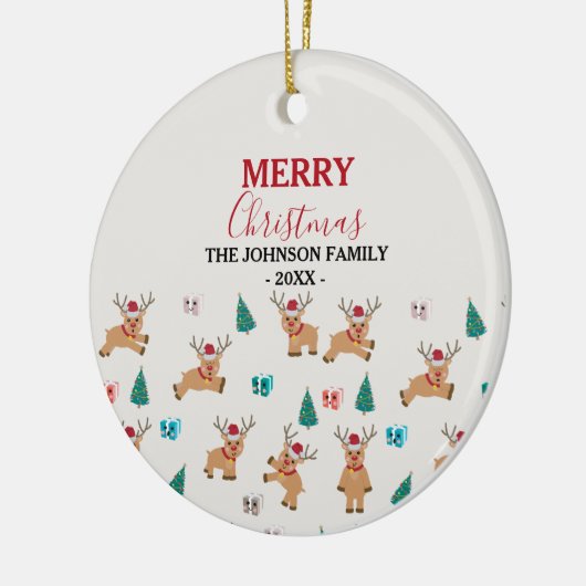 Kute kerstrenrendiertje keramisch ornament (Links)