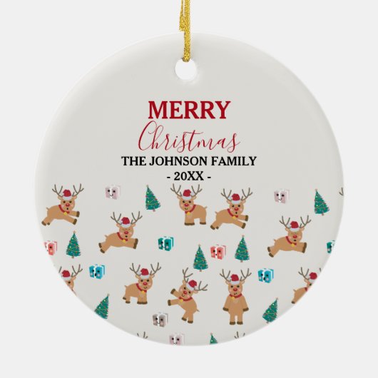 Kute kerstrenrendiertje keramisch ornament (Achterkant)