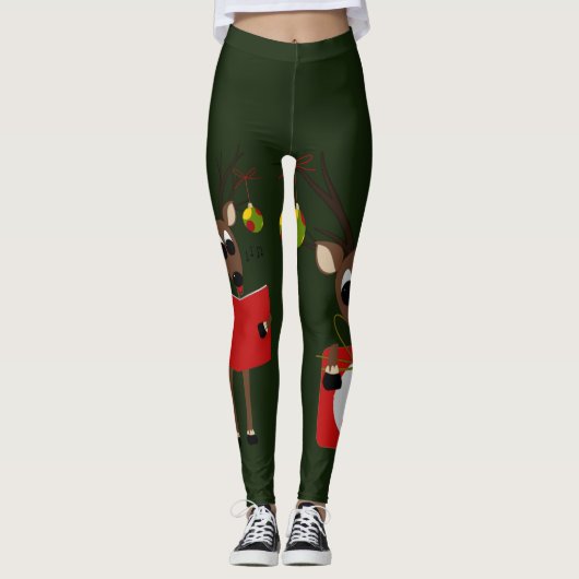 Kute kerstrenrendiertje leggings (Voorkant)