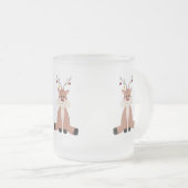 Kute kerstrenrendiertje matglas koffiemok (Voorkant rechts)