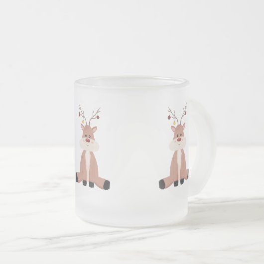 Kute kerstrenrendiertje matglas koffiemok (Voorkant rechts)