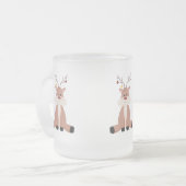Kute kerstrenrendiertje matglas koffiemok (Voorkant links)