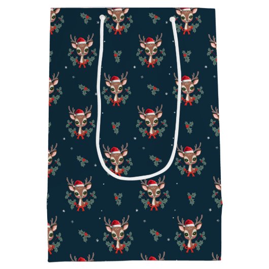 Kute kerstrenrendiertje medium cadeauzakje (Achterkant)