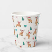 Kute kerstrenrendiertje papieren bekers (Voorkant)