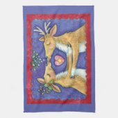 Kute kerstrenrendiertje, Romantic Kiss w Mistletoe Theedoek (Verticaal)