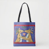 Kute kerstrenrendiertje, Romantic Kiss w Mistletoe Tote Bag (Voorkant)