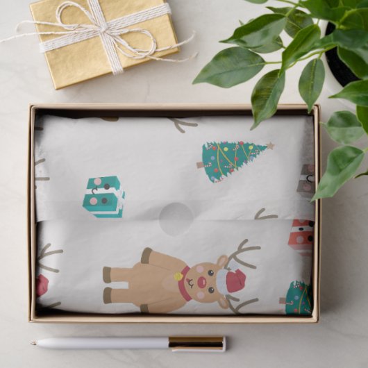 Kute kerstrenrendiertje tissuepapier (Geschenk)