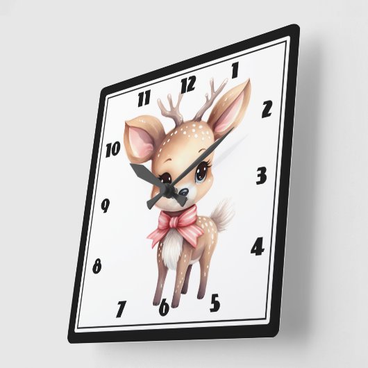 Kute kerstrenrendiertje vierkante klok (Hoek)