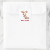 Kute kerstrenrendiertje vierkante sticker (Tas)