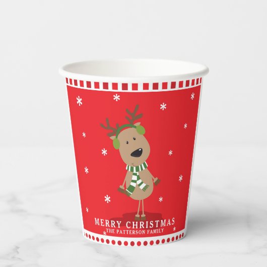 Kute kerstrenrendierwinter Kinder Persoonlijk Papieren Bekers (Achterkant)