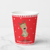 Kute kerstrenrendierwinter Kinder Persoonlijk Papieren Bekers (Voorkant)