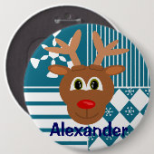 Kute kerstrenrenrendiergepersonaliseerd stoppelLab Ronde Button 6,0 Cm (Voorkant /achterkant)