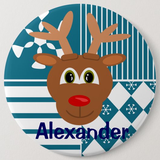 Kute kerstrenrenrendiergepersonaliseerd stoppelLab Ronde Button 6,0 Cm (Voorkant)