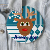 Kute kerstrenrenrendiergepersonaliseerd stoppelLab Ronde Button 6,0 Cm (In situ)