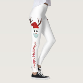 Kute kerstrenrenrendiermaskerwit rood leggings
