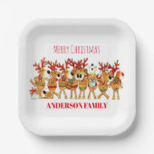 Kute kerstrenrenrendiertje die zingt papieren bordje (Voorkant)