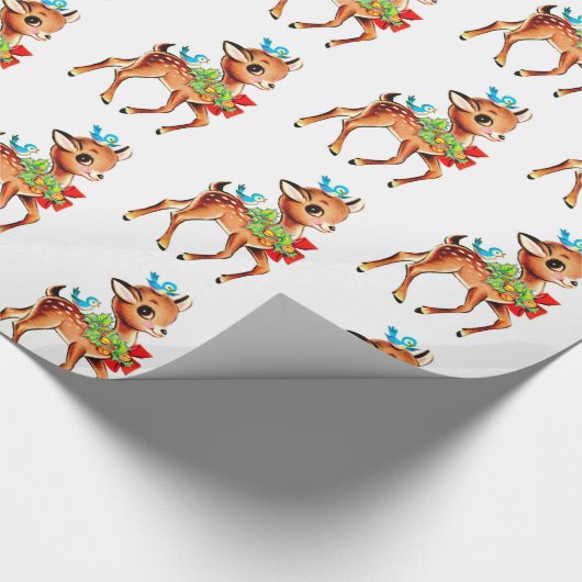 Kute kerstrenrenrendiertje  Retro Sweet Cadeaupapier (Hoek)