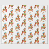 Kute kerstrenrenrendiertje  Retro Sweet Cadeaupapier (Vlak)