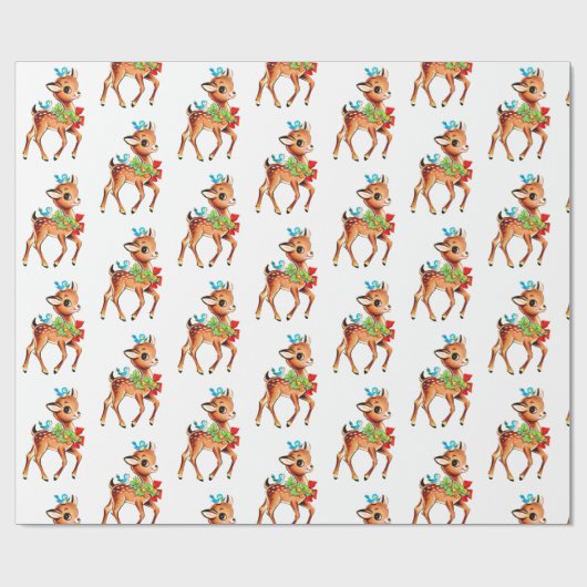 Kute kerstrenrenrendiertje  Retro Sweet Cadeaupapier (Vlak)
