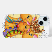 Kute kerstrenrenrendiertjes met sterren Case-Mate iPhone case (Achterkant (horizontaal))