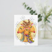 Kute kerstrenrenrendiertjes met sterren feestdagenkaart (Staand voorkant)