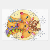 Kute kerstrenrenrendiertjes met sterren inpakpapier vel (Voorkant 2)