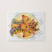 Kute kerstrenrenrendiertjes met sterren legpuzzel (Horizontaal)