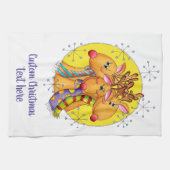 Kute kerstrenrenrendiertjes met sterren theedoek (Horizontaal)