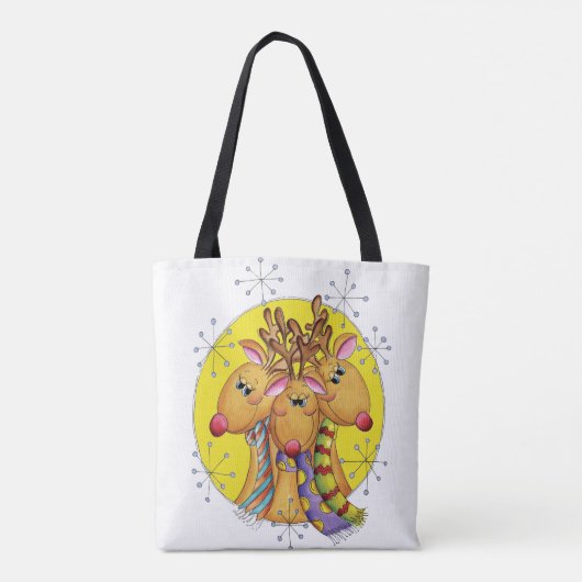 Kute kerstrenrenrendiertjes met sterren tote bag (Achterkant)
