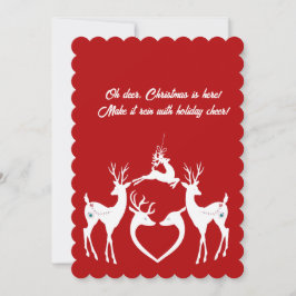 Kute kerstrenrenrendierwitskerstkerstmankerrood feestdagenkaart