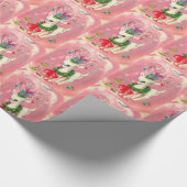 Kute kerstretro  Deer Pink Cadeaupapier (Hoek)