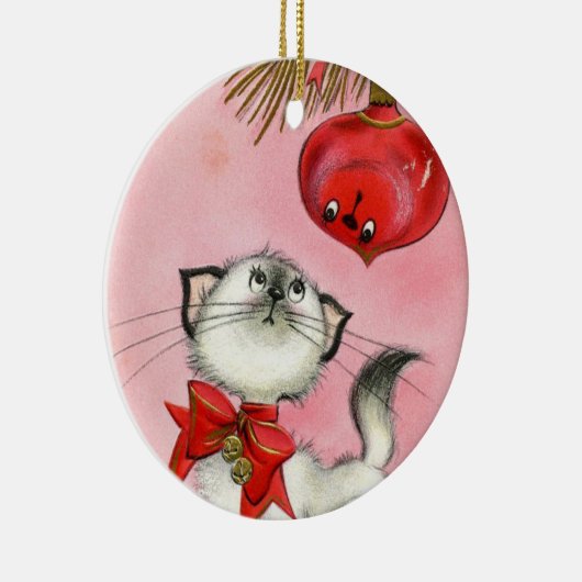 Kute kerstretro  keukenblad roze keramisch ornament (Rechts)