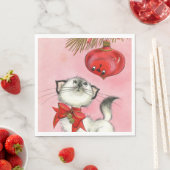 Kute kerstretro keukenblad roze servet (Insitu)