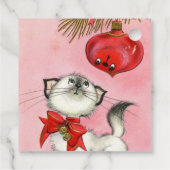 Kute kerstretro  keukenrootje roze bedankjes labels (Achterkant)