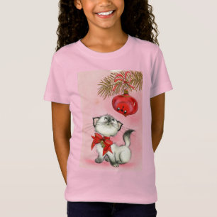 Kute kerstretro  Kitten Cat Tree PInk T-shirt
