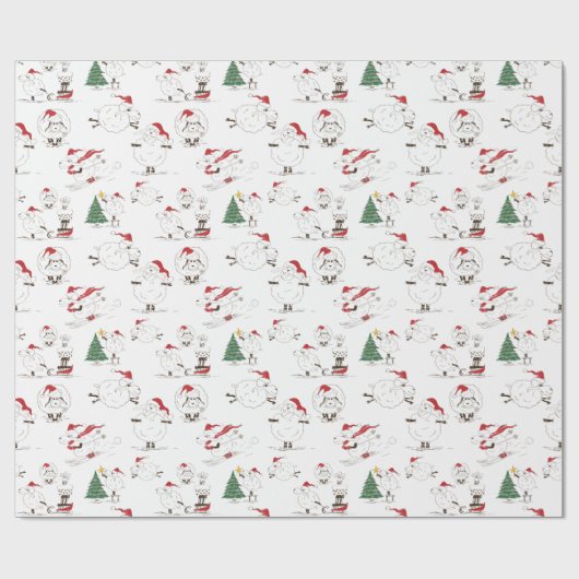 Kute kerstschapenvlees met omlooppapier cadeaupapier (Vlak)