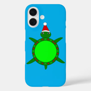Kute kerstschildpad met Flowery Shell iPhone 16 Hoesje